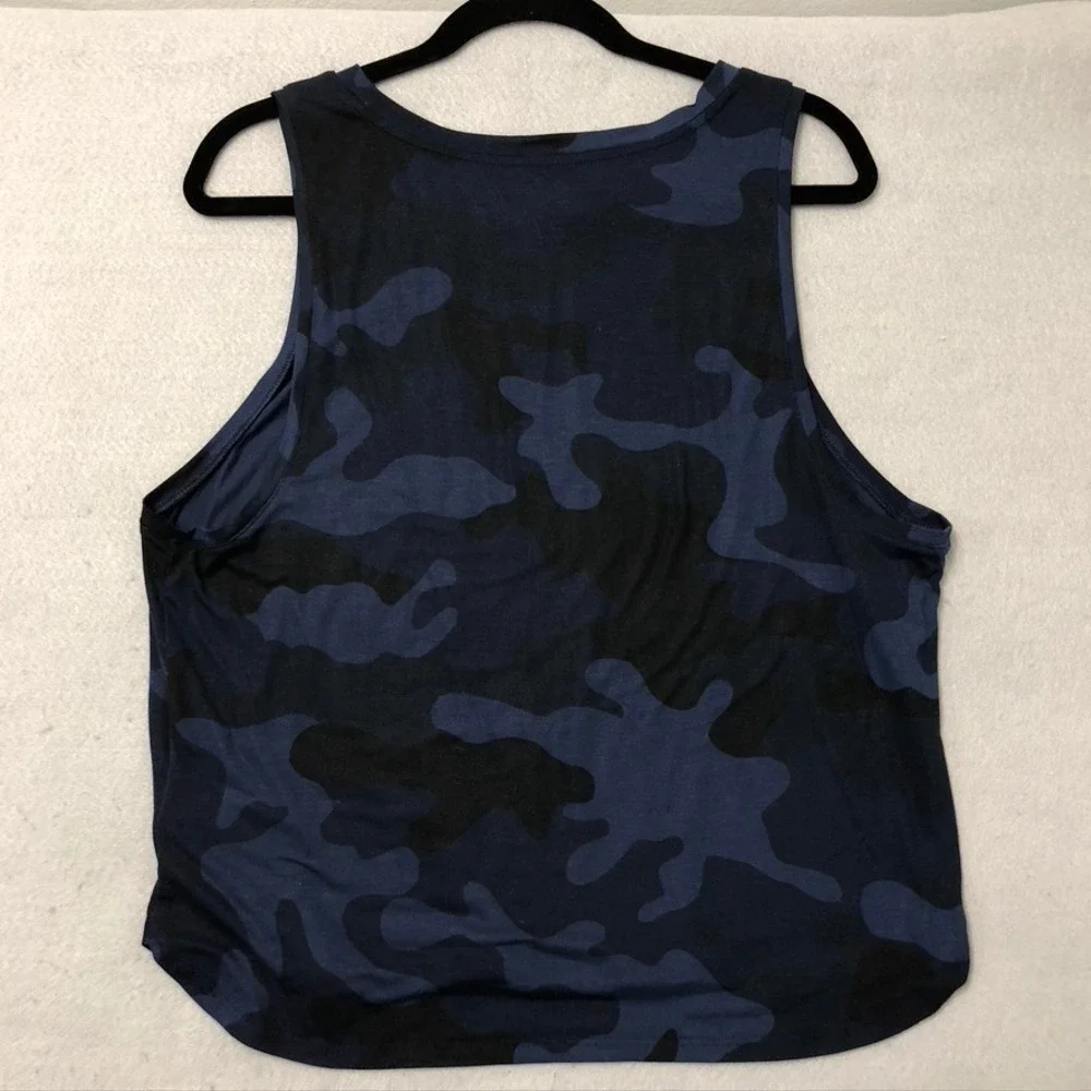 Gap GapFit Muscle Tank Tops Womens L Tall Blue Black Camo 2-Pack Activewear